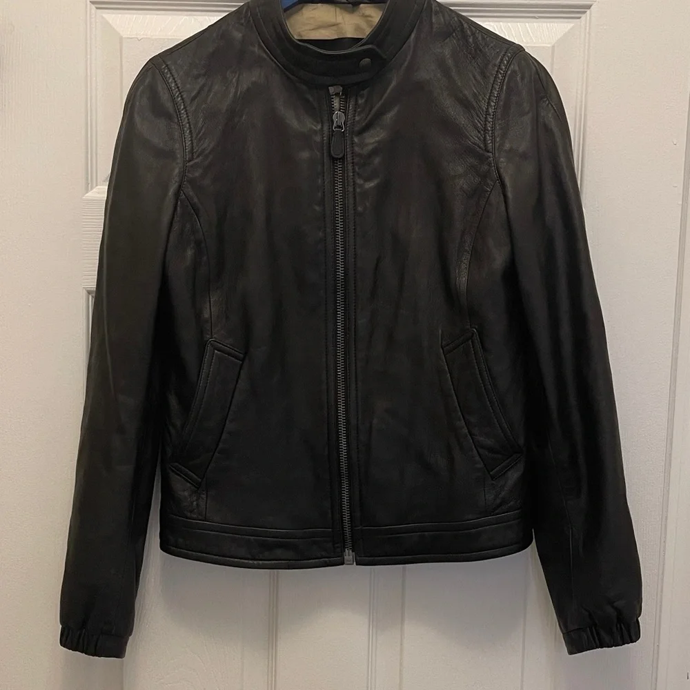 Vintage Women's Coach Black 💯 Sheep Leather Bomber Jacket. - Picture 7 of 7